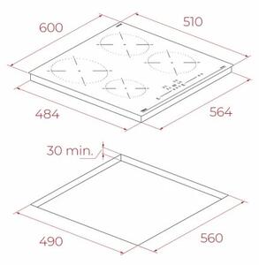 Teka Piano Cottura Induzione 4 Fuochi Larghezza 60 cm in Vetroceramica colore Nero - IBC 64115 SSM BK