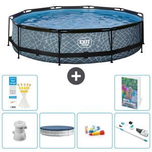 Piscina fuori terra - Design effetto pietra - 360x76 cm - 5 pezzi - Modello S269