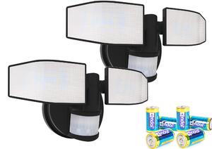 Set da 2 faretti a batteria LED Northpoint con sensore di movimento e teste orientabili, colore nero