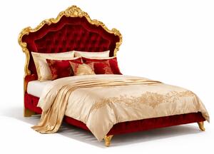 Letto Matrimoniale Vanity Barocco - Velluto e Foglia Oro - Artigianato Italiano di Lusso