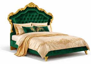 Letto Matrimoniale Vanity Barocco - Velluto e Foglia Oro - Artigianato Italiano di Lusso