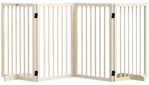 PawHut Cancelletto di Sicurezza Modulabile Pieghevole per Cani con Piede di Supporto, in Legno Massiccio, 206x35,5x76 cm, Color Legno Naturale | Aosom Italy