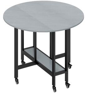 HOMCOM Tavolo da Pranzo Pieghevole con Ruote e Ripiano Aperto, Tavolo da Cucina per Spazi Ridotti, 100x100x75 cm, Grigio Cemento | Aosom Italy