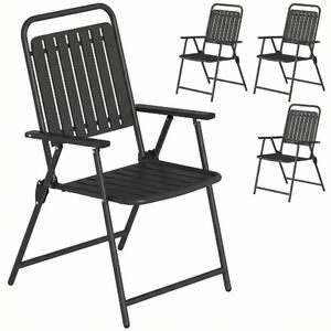 Outsunny Set di 4 Sedie da Giardino Pieghevoli per Esterno con Braccioli, Schienale e Seduta, Struttura Metallica, 55x63x93 cm, Nero | Aosom Italy