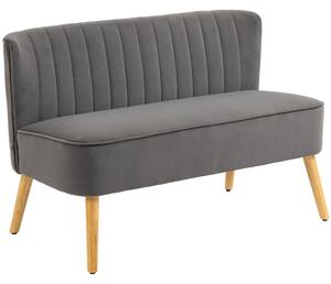 HOMCOM Divano Retrodesign a 2 Posti con Gambe in Legno, 117x56,5x77 cm, Grigio Scuro | Aosom Italy