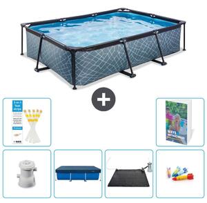 Piscina fuori terra rettangolare - aspetto pietra - 300x200x65 cm - composta da 5 elementi - modello S211