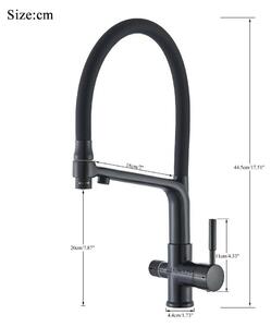 Rubinetto da cucina - Rubinetto estraibile - Beccuccio con filtro per acqua potabile - 2 tipi di getto - Orientabile a 360° - Miscelatore a due manette caldo/freddo - Installazione a foro singolo - Nero opaco