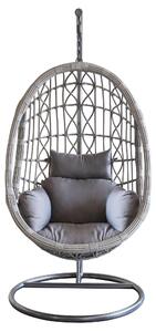 Dondolo a sospensione da giardino in acciaio e wicker con cuscino Swing - Grey