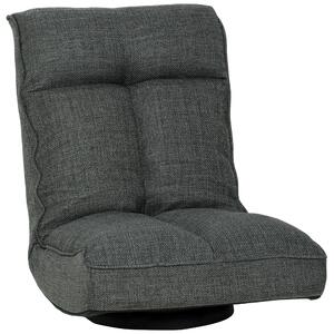HOMCOM Poltrona da Pavimento Pieghevole Girevole a 360°, Sedia da Pavimento Imbottita con Schienale Regolabile in 5 Posizioni, 58x107x79 cm, Grigio | Aosom Italy