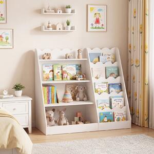 Costway Libreria montessoriana per bambini giocattoli per cameretta 90 x 40 x 80,5 cm, Scaffale porta libri antiribaltamento in Bianco