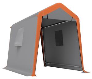 Outsunny Tenda Garage Portatile Impermeabile 2,4x1,8 m per Auto, Porta Avvolgibile con Cerniera, Grigio Chiaro | Aosom Italy