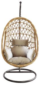 Dondolo a sospensione da giardino in acciaio e wicker con cuscino Swing - BurlyWood