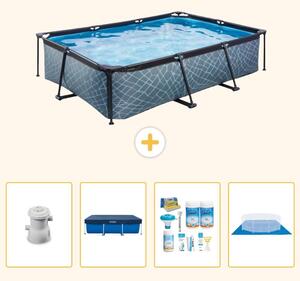 Piscina fuori terra rettangolare - aspetto pietra - 300x200x65 cm - 5 pezzi - SCB59