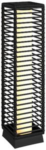 Outsunny Lanterna Solare da Esterno con Sensore di Luce, Lampione Ricaricabile Senza Fili, in Resina Intrecciata, 16x16x68 cm, Nero | Aosom Italy