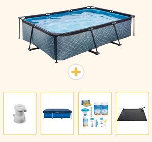 Piscina fuori terra rettangolare - aspetto pietra - 300x200x65 cm - composta da 5 elementi - modello SCB4
