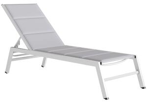 Outsunny Sdraio Imbottita, Schienale 6 Posizioni, Telaio Alluminio, Capacità 120 Kg, Grigio Chiaro | Aosom Italy