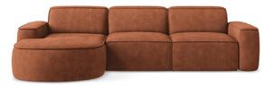 Divano angolare color terracotta (con penisola a sinistra/con chaise lounge) con rivestimento in ciniglia Omao – Makamii