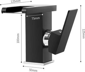 Rubinetteria da bagno - Miscelatore per lavabo a cascata con LED - RGB 3 colori - Montaggio a filo - Ottone - Nero