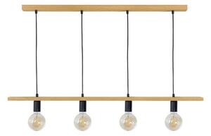 LED Wood | Lampada a sospensione, lampada a soffitto, LED, 4x E27, 0-110 cm, rovere, montaggio a parete, sospensione, tavola di legno, soggiorno
