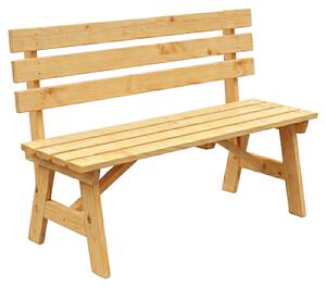 Relaxdays, panchina da giardino per 2 persone, ideale per terrazza o balcone, con schienale, realizzata in legno di abete, dimensioni: 80 x 116 x 56 cm, panca da seduta, finitura naturale