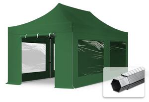 TOOLPORT 3x6m gazebo pieghevole PES con laterali (panoramiche), PROFESSIONAL alluminio, verde scuro