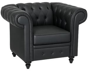 HOMCOM Poltrona da Salotto Stile Chesterfield in Finta Finto cuoio con Gambe in Legno, Nero