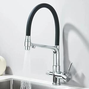 Rubinetto da cucina - Rubinetto per lavello - Doccetta estraibile, getto/doccetta - Orientabile a 360° - Acqua calda e fredda - Uscita per acqua filtrata - Installazione a 1 foro - Cromo