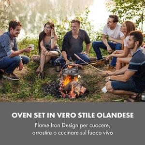 Klarstein Hotrod Masterplan Dutch Oven 7 Pezzi BBQ Batteria Pentole Ghisa