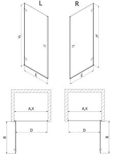 Mexen Lunar-B porta doccia battente destra 60 cm, trasparente, nero - 832-060-000-70-00-P