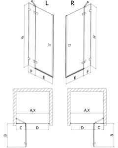 Mexen Lunar porta doccia battente destra 70 cm, trasparente, cromo - 834-070-000-01-00-P
