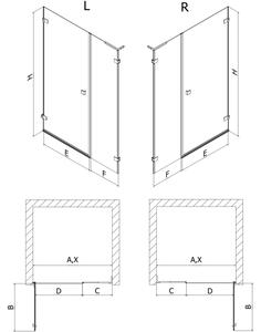 Mexen Lunar-B L porta doccia a battente destra 110 cm, trasparente, grigio canna di fucile spazzolato - 832SL-110-050-66-00-P