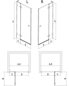 Mexen Lunar L porta doccia a battente sinistra 75 cm, trasparente, cromo - 834L-075-000-01-00-L