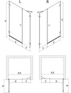 Mexen Lunar-B porta doccia ad anta sinistra 110 cm, trasparente, cromo - 832S-110-050-01-00-L