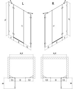 Mexen Lunar porta doccia a battente sinistra 120 cm, trasparente, cromo - 834S-120-050-01-00-L