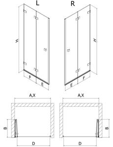 Mexen Lunar-F porta doccia pieghevole sinistra 60 cm, trasparente, bianco - 836-060-000-20-00-L