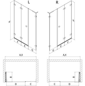 Mexen Lunar-F L porte doccia pieghevoli sinistra 140 cm, trasparente, cromo - 836SL-140-050-01-00-L
