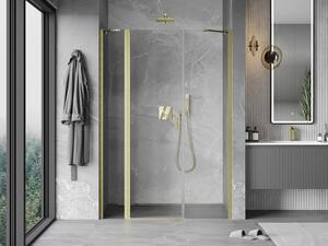 Mexen Mist porta doccia battente 150 cm, trasparente, oro spazzolato - 8A4-150-001-55-00