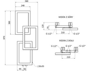 Mexen Grid radiatore da bagno decorativo 870 x 360 mm, 209 W, nero - W215-0870-360-00-70