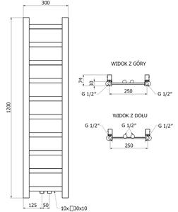 Mexen Bolt radiatore bagno 1200 x 300 mm, 240 W, bianco - W126-1200-300-00-20