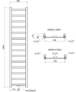 Mexen Bolt radiatore da bagno 1800 x 400 mm, 406 W, bianco - W126-1800-400-00-20