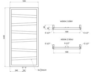 Mexen Zoom radiatore da bagno decorativo 1100 x 530 mm, 376 W, nero - W130-1100-530-00-70