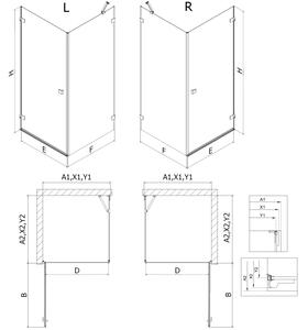 Mexen Lunar-B cabina doccia battente sinistra 85 x 80 cm, trasparente, cromo - 832-085-080-01-00-L