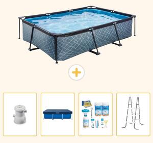 Piscina fuori terra rettangolare - aspetto pietra - 300x200x65 cm - composta da 5 elementi - modello SCB64