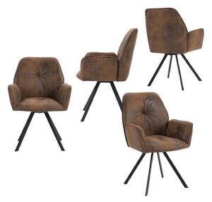 Meubles Cosy: set da 4 comode sedie da pranzo in Pelle finta scamosciata con braccioli - CALF