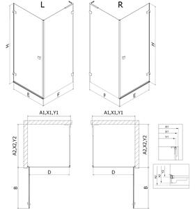Mexen Lunar-B L cabina doccia a battente sinistra 80 x 80 cm, trasparente, cromo - 832L-080-080-01-00-L