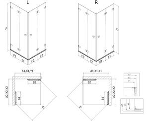 Mexen Lunar-F Duo cabina doccia pieghevole 70 x 70 cm, trasparente, cromo - 836-070L-070P-01-00