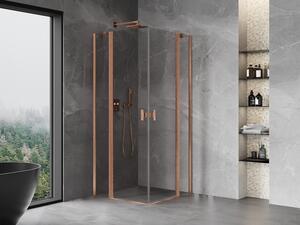 Mexen Mist Duo cabina doccia a battente 70 x 70 cm, trasparente, rame spazzolato - 8A4-070-070-65-00