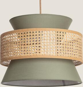 Lampada a sospensione in rattan e tessuto Chulu verde kaki