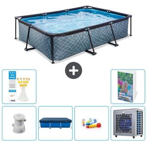Piscina fuori terra rettangolare - aspetto pietra - 300x200x65 cm - composta da 5 elementi - modello S338