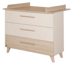 Cassettiera per bambini color crema/di colore naturale con effetto rovere con fasciatoio 110x98x75 cm Sidney – Roba